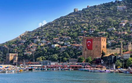 The beach at the Red Tower in Alnya, Turkeyのeditorial素材