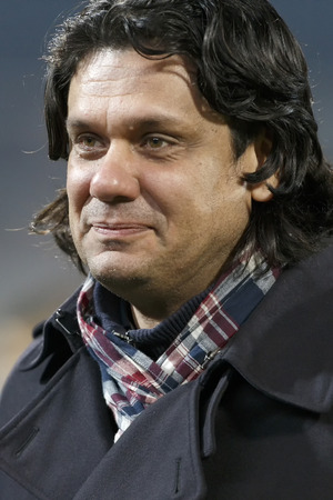 BUDAPEST, HUNGARY - FEBRUARY 27, 2015: Tamas Deutsch, president of MTK during MTK vs. Paksi FC OTP Bank League football match in Bozsik Stadium.のeditorial素材