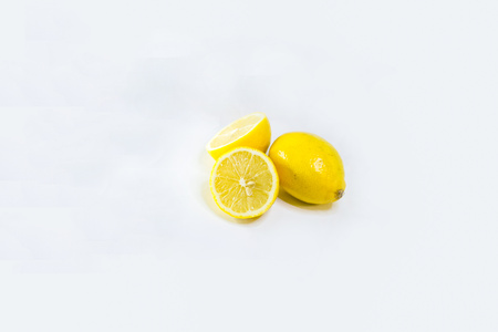 Two lemons isolated on white backgroundの写真素材