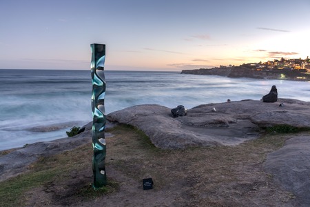 5th of November 2016, Bondi Beach, Sydney, Australia. Toshio Lezumis M151201 sculpture during the Sculpture by the Sea yearly free outdoor expositionのeditorial素材