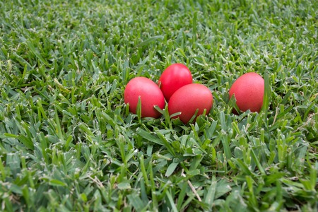 Natural Easter Eggs dyed in various colours - Eastern European Traditional styleの写真素材