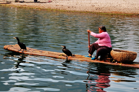 Boat in the river Guilin, Chinaのeditorial素材