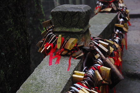 Heart lock on bridgeのeditorial素材