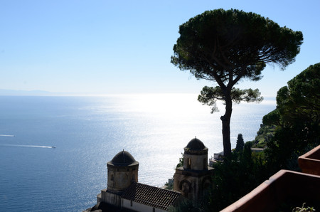 Horizon from Villa Rufolo overlooking the bell tower of San Giovanni del Toro, Ravelloの写真素材