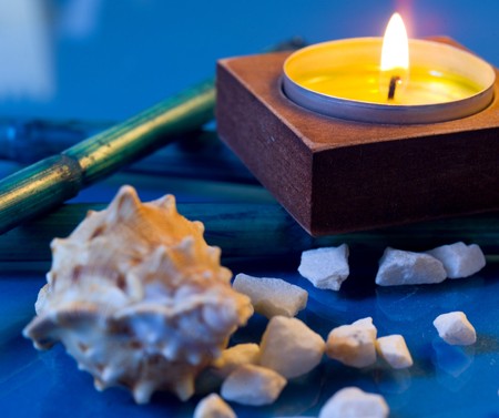 Spa sea shells nad candlesの写真素材