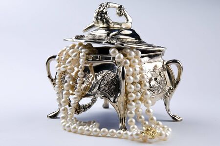 Silver jewelery boxの写真素材