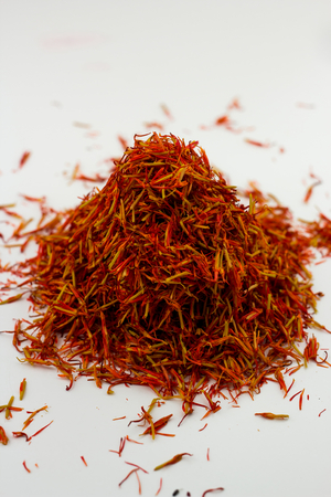 saffron on white background with hard lightの写真素材
