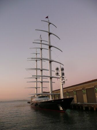 San Francisco, CA USA - October 23, 2008: Modern, iron-hulled American ship moored at Fort Mason,...