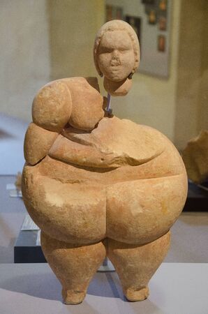 VALLETTA,MALTA -CIRCA OCTOBER, 2015- The Fat Lady artifact, discovered at Malta is displayed in the National Museum of Archeology, Valetta, Maltaのeditorial素材