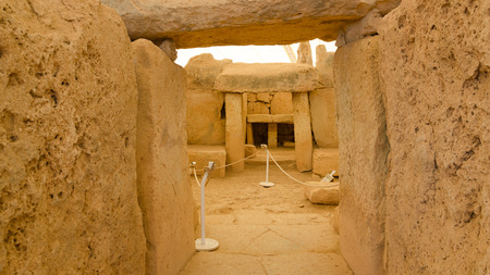 Hagar Qim ,MALTA -CIRCA OCTOBER, 2015-  Hagar Qim - megalithic temple complex found on the Mediterranean Island of Malta, dating from 3600-3200 BC, included in UNESCO Heritage Site.のeditorial素材