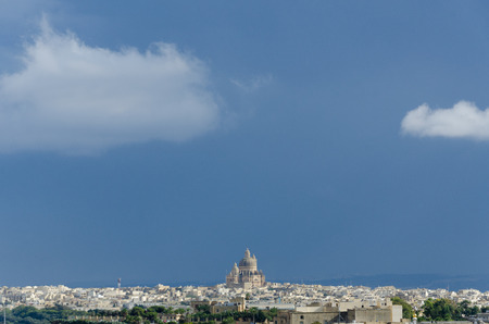 View over Victoria, Rabat, biggest city of Gozo island, Maltaのeditorial素材