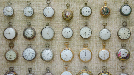 Valletta,MALTA -CIRCA OCTOBER, 2015- Old watches presented in National Museum of Fine Art in...