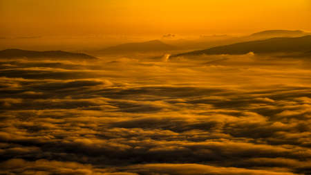 The best mountain sunrise. The Carpathian Mountains, Gorgany, Ukraine.