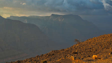 Fantastic mountain landscape. Ru'us al Jibal. Al Hajar Moutains. Musandam. Omanの写真素材