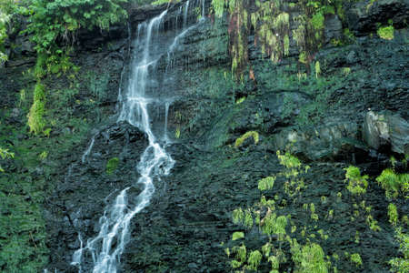 Closeup of a waterfall and mossy rocks. The amazing beauty of nature. Shaki waterfall. Armenia
