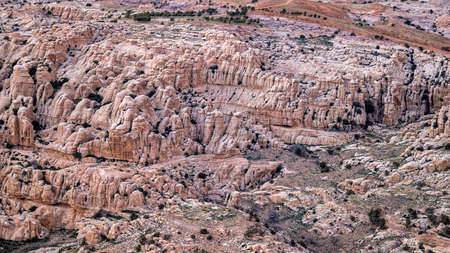 Beautiful desert mountains landscape. The mountains of Edom between Petra and Wadi Dana, Jordan.