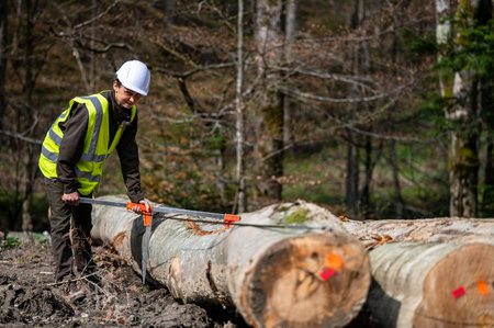 Pretty woman working as a forester.