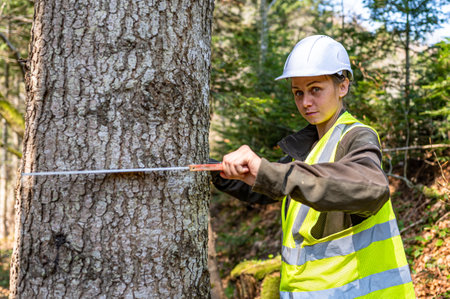 Pretty woman working as a forester.の写真素材