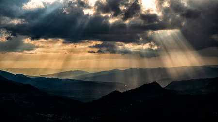 Sunset from the Prislop Pass, Rodna (Rodnei) Mountains, Carpathians, Romania.