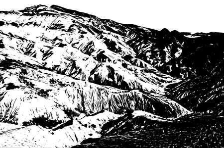 Landscape of the High Atlas mountains, Morocco.のイラスト素材