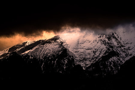 Cloudy mountain landscape of the Belianske Tatras, Slovakia.の写真素材