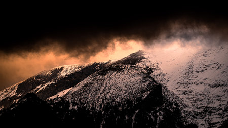 Cloudy mountain landscape of the Belianske Tatras, Slovakia.の写真素材