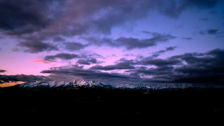 Sunrise over the Tatra Mountains from the village of Åapszanka.