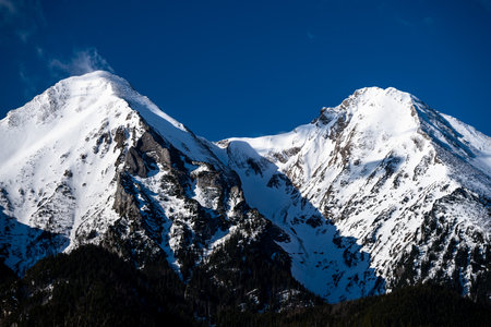 Close-up of the highest summits of the Belianske Tatras, Slovakia.の写真素材