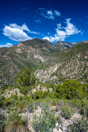 Beautiful travel destination of a southern Spain. The Sierras de Tejeda, Almijara and Alhama Mountainsの写真素材