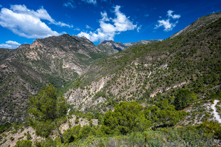 Beautiful travel destination of a southern Spain. The Sierras de Tejeda, Almijara and Alhama Mountainsの写真素材