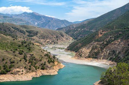 A view of the Rules Reservoir. Velez de Benaudalla, province of Granada, Andalusia, Spain.の写真素材