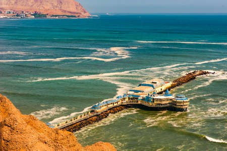 Rosa Nautica Restaurant on pier in Miraflores district - Lima, Peruの写真素材
