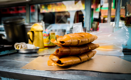 Triple slice of sweet martabakの写真素材