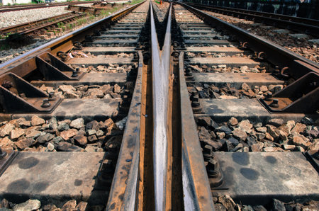 Railway tracks,line crossingの写真素材
