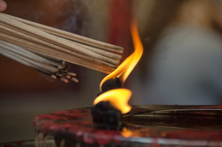 Burning the joss stickの写真素材