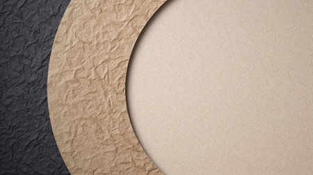 Neutral colors round and curvy shape cut paper with minimal composition, paper texture background for beauty and organic product, abstract background. Generative AIの素材