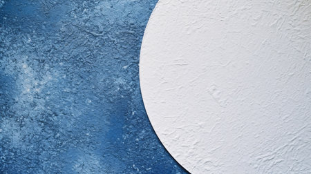 White round cut paper on blue with minimal composition, paper texture background, eco friendly and sea water concept, abstract background. Generative AIの素材