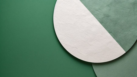 Round cut paper green and white color with minimal composition, paper texture background, eco friendly and nature concept, abstract background. Generative AIの素材