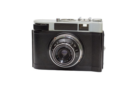 Vintage film camera isolated on white background