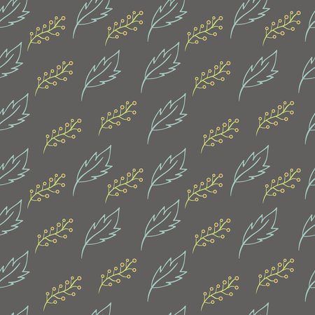Leaves and berries seamless patternのイラスト素材