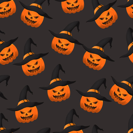 Halloween pumpkin seamless pattern. Eps 10.のイラスト素材