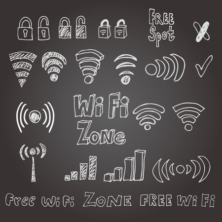 Hand drawn wi-fi vector set. Eps 8.のイラスト素材