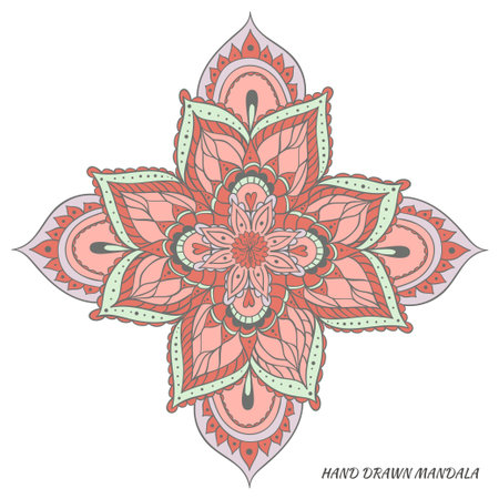 Mandala vector. Hand drawn vector multicolored illustration.のイラスト素材