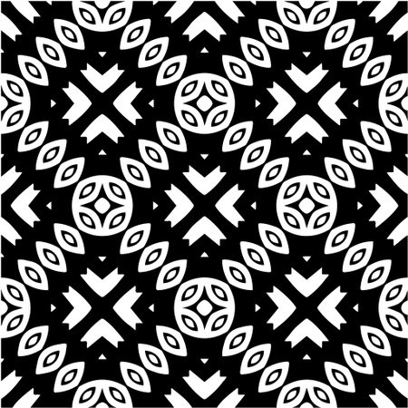 Geometric vector pattern with triangular elements. Seamless abstract ornament for wallpapers and backgrounds. Black and white colors.のイラスト素材