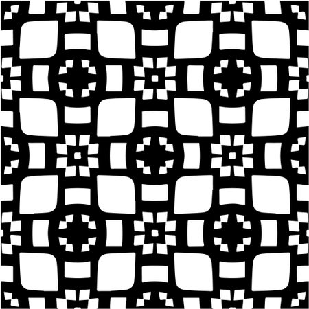 Geometric vector pattern with triangular elements. Seamless abstract ornament for wallpapers and backgrounds. Black and white colors.のイラスト素材