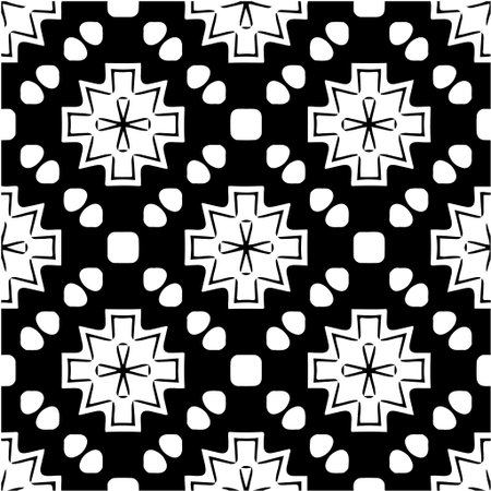 Geometric vector pattern with triangular elements. Seamless abstract ornament for wallpapers and backgrounds. Black and white colors.のイラスト素材