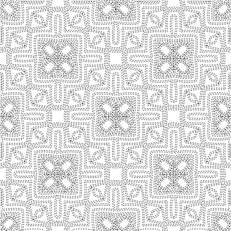 Geometric vector pattern with triangular elements. Seamless abstract ornament for wallpapers and backgrounds. Black and white colors.のイラスト素材