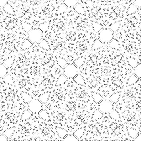Geometric vector pattern with triangular elements. Seamless abstract ornament for wallpapers and backgrounds. Black and white colors.のイラスト素材
