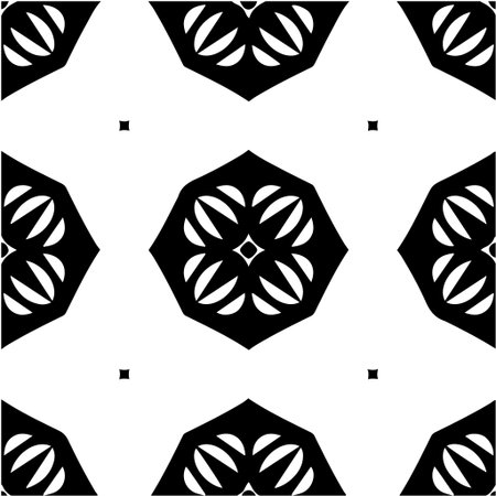 Geometric vector pattern with triangular elements. Seamless abstract ornament for wallpapers and backgrounds. Black and white colors.のイラスト素材