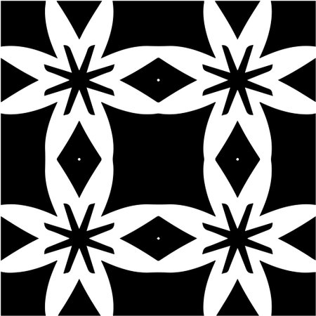 Geometric vector pattern with triangular elements. Seamless abstract ornament for wallpapers and backgrounds. Black and white colors.のイラスト素材